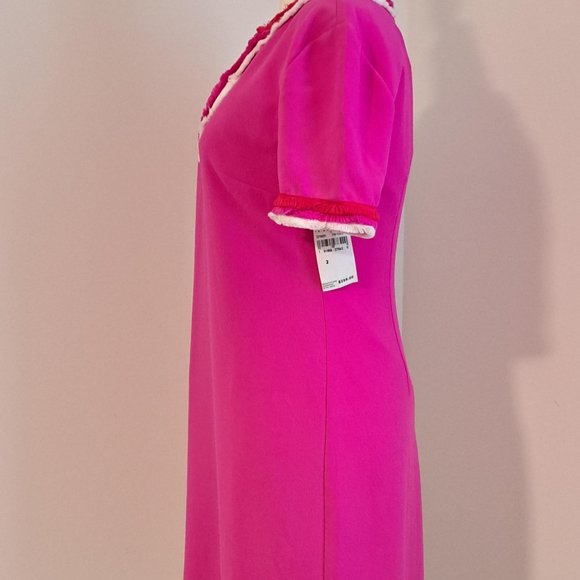 Trina Turk Short Sleeve Fringe NecklineTrim Mini Dress Size 2 NWT - Picture 6 of 9